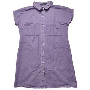 ZILCREMO Women Small Purple Denim Shirt Dress